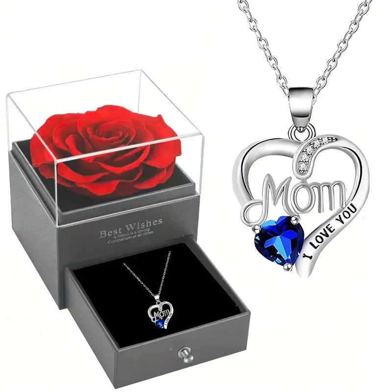 "MOM, I LOVE YOU” Heart Pendant Necklace