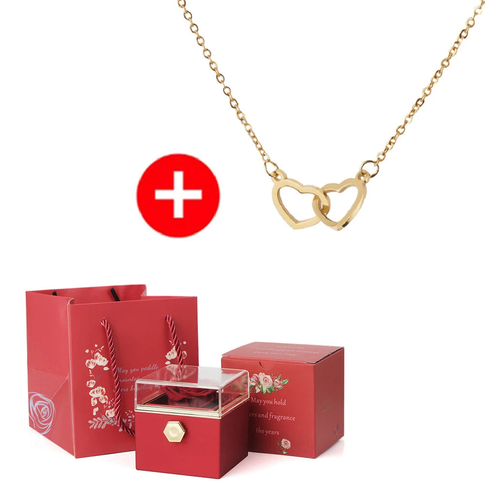 Eternal rose box with engraved necklace