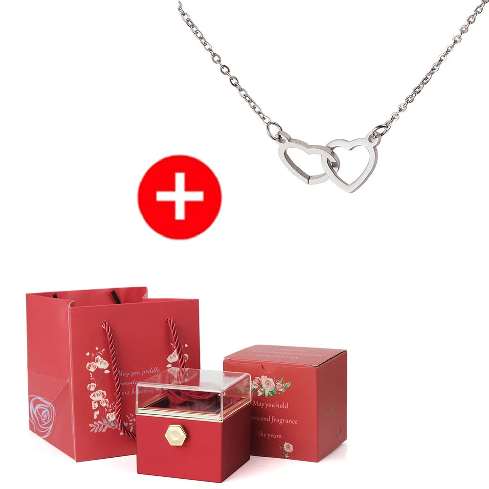 Eternal rose box with engraved necklace