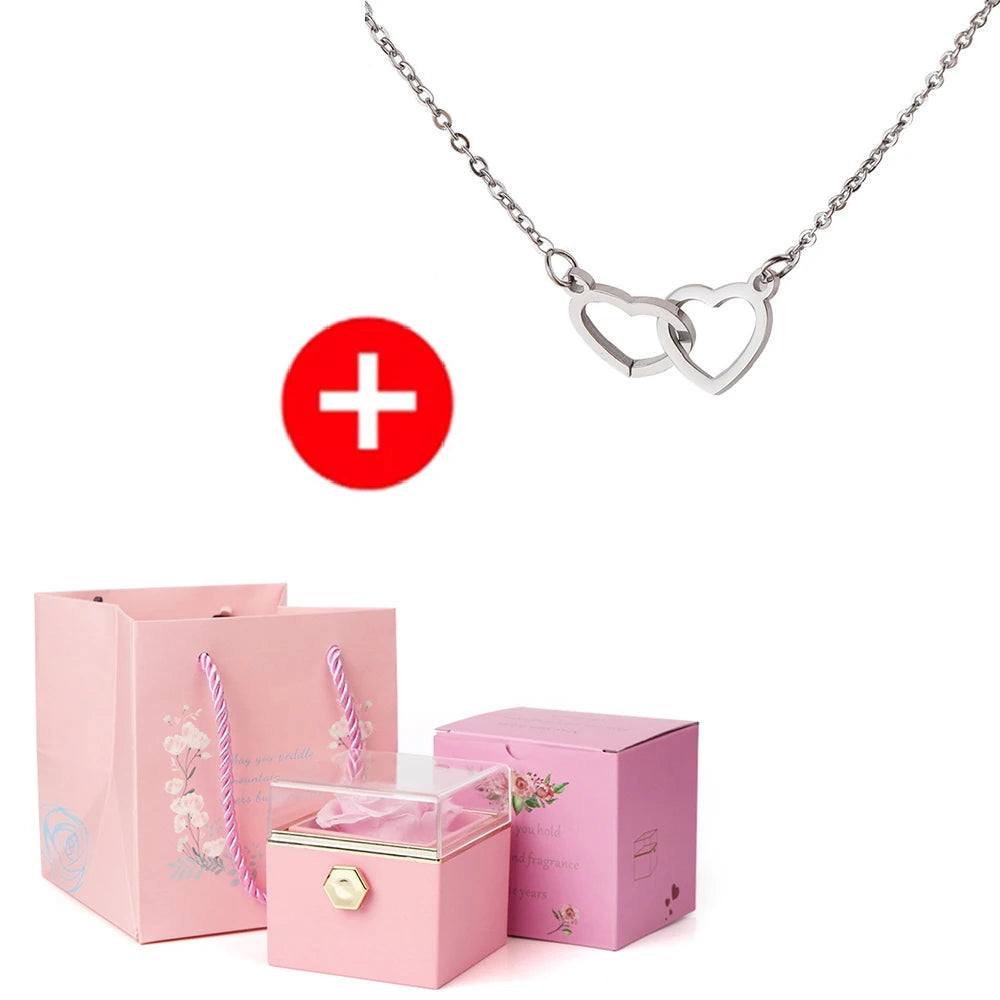 Eternal rose box with engraved necklace